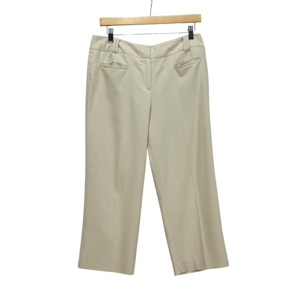 Larry Levine Beige Cropped Dress Pants Size 8 | Stretch Work Trousers